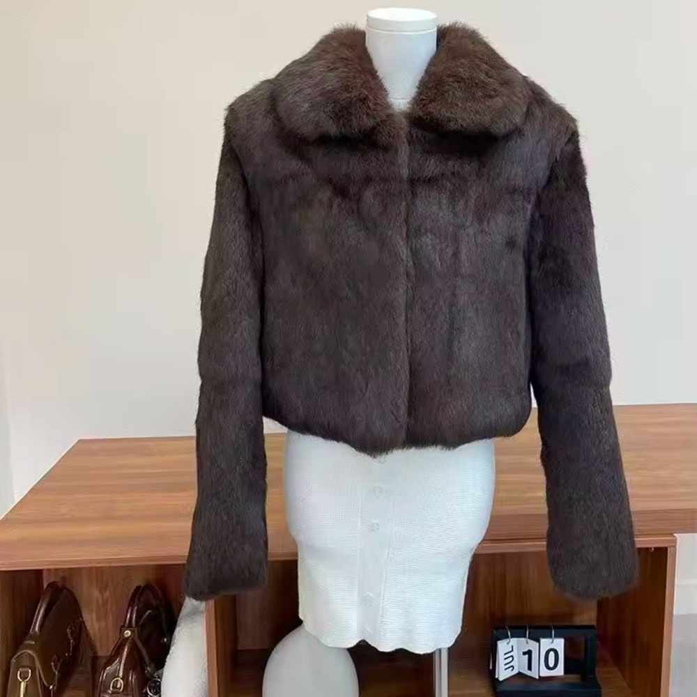 NWOT Fur Coat in Chocolate/Deep Brown